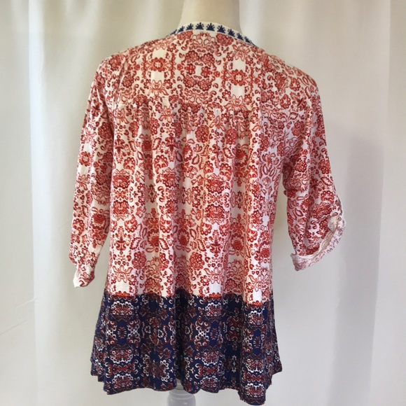 Vintage America Blues Boho V-Neck Top Size Medium - Picture 2 of 10